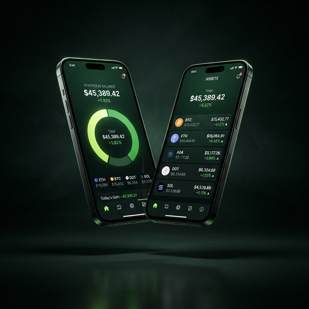 Vaultora app portfolio screens