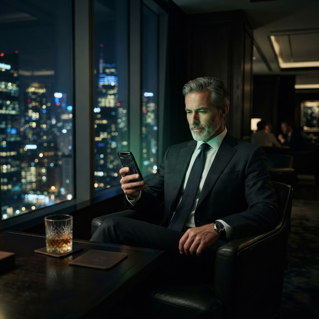 A Vaultora member reviewing his portfolio