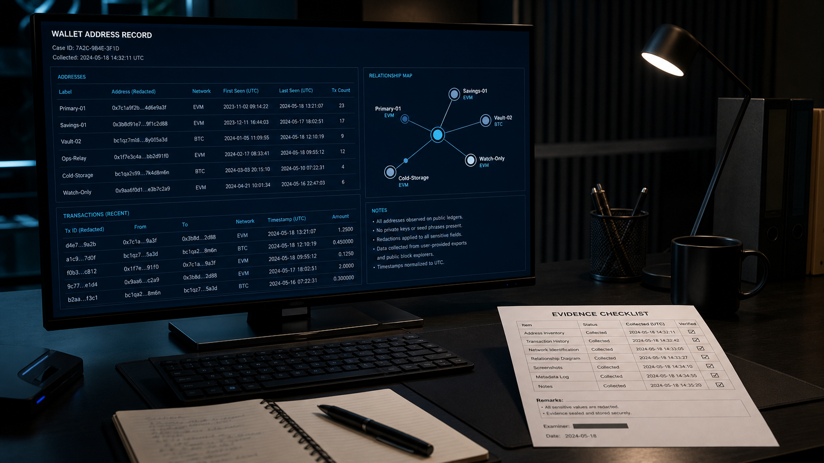 Redacted wallet address and transaction record